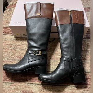 Bandolino Two-Tone Black and Brown Heeled Boots